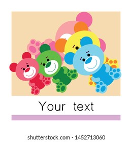 Color vector bear, baby picture, cartoon character, vector background.