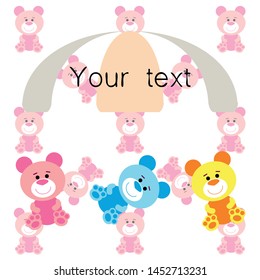 Color vector bear, baby picture, cartoon character, vector background.