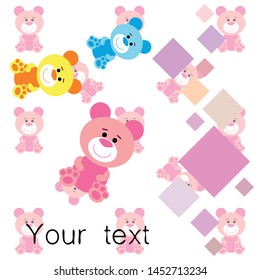 Color vector bear, baby picture, cartoon character, vector background.