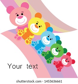 Color vector bear, baby picture, cartoon character, vector background.