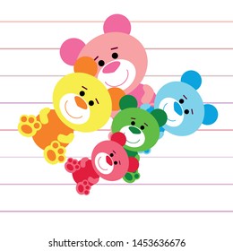 Color vector bear, baby picture, cartoon character, vector background.