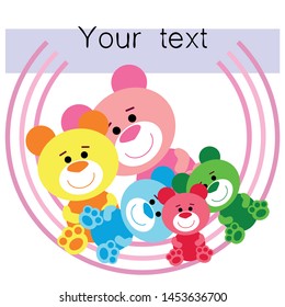 Color vector bear, baby picture, cartoon character, vector background.