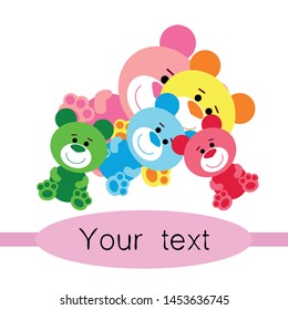 Color vector bear, baby picture, cartoon character, vector background.