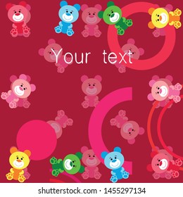 Color vector bear, baby picture, cartoon character, vector background.