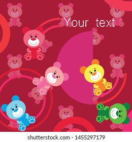 Color vector bear, baby picture, cartoon character, vector background.