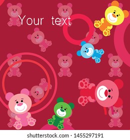 Color vector bear, baby picture, cartoon character, vector background.