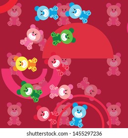 Color vector bear, baby picture, cartoon character, vector background.