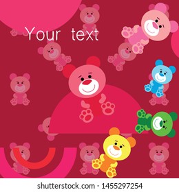Color vector bear, baby picture, cartoon character, vector background.
