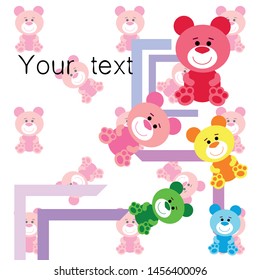 Color vector bear, baby picture, cartoon character, vector background.