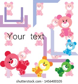 Color vector bear, baby picture, cartoon character, vector background.