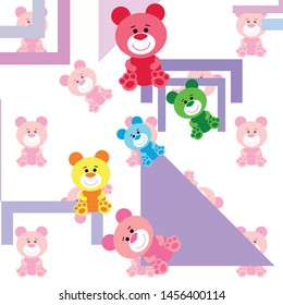 Color vector bear, baby picture, cartoon character, vector background.