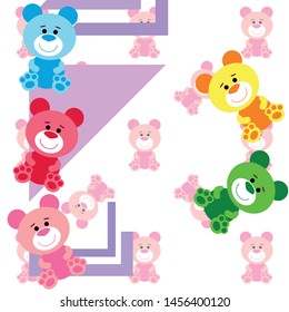 Color vector bear, baby picture, cartoon character, vector background.