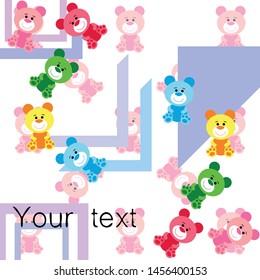 Color vector bear, baby picture, cartoon character, vector background.