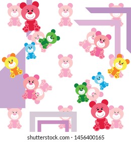 Color vector bear, baby picture, cartoon character, vector background.