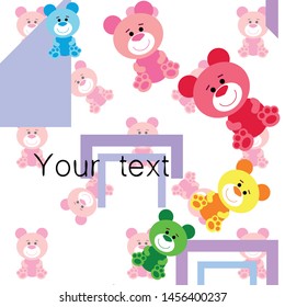Color vector bear, baby picture, cartoon character, vector background.