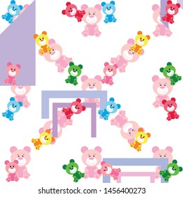 Color vector bear, baby picture, cartoon character, vector background.