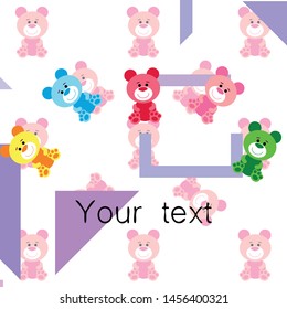 Color vector bear, baby picture, cartoon character, vector background.