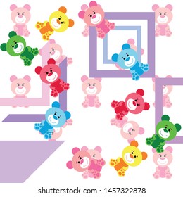 Color vector bear, baby picture, cartoon character, vector background.