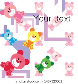 Color vector bear, baby picture, cartoon character, vector background.