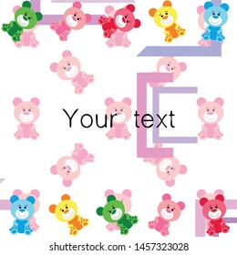 Color vector bear, baby picture, cartoon character, vector background.