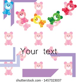 Color vector bear, baby picture, cartoon character, vector background.