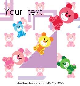 Color vector bear, baby picture, cartoon character, vector background.