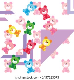 Color vector bear, baby picture, cartoon character, vector background.