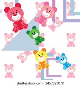 Color vector bear, baby picture, cartoon character, vector background.