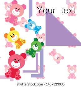 Color vector bear, baby picture, cartoon character, vector background.
