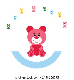 Color vector bear, baby picture, cartoon character, vector background.