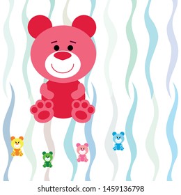 Color vector bear, baby picture, cartoon character, vector background.