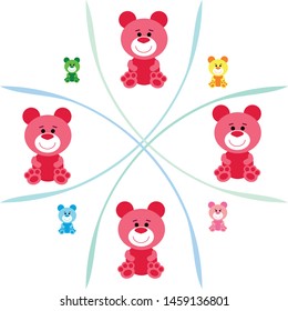 Color vector bear, baby picture, cartoon character, vector background.
