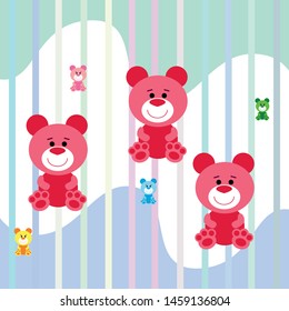 Color vector bear, baby picture, cartoon character, vector background.