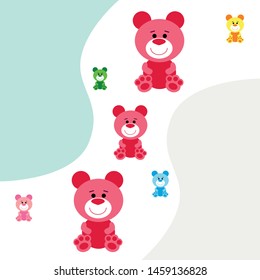 Color vector bear, baby picture, cartoon character, vector background.