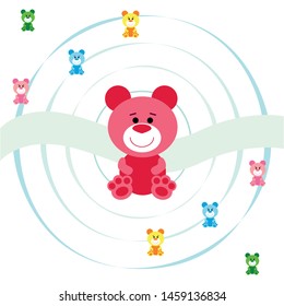Color vector bear, baby picture, cartoon character, vector background.