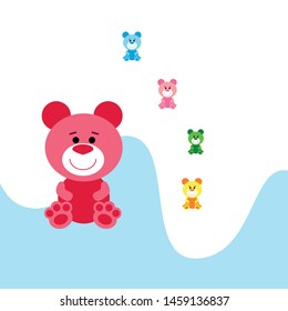 Color vector bear, baby picture, cartoon character, vector background.