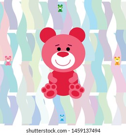 Color vector bear, baby picture, cartoon character, vector background.