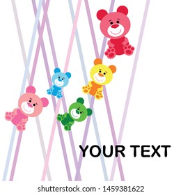Color vector bear, baby picture, cartoon character, vector background.