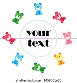 Color vector bear, baby picture, cartoon character, vector background.