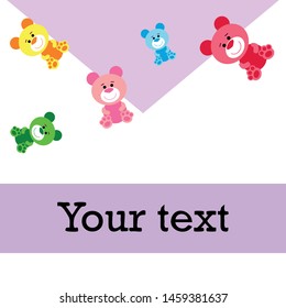 Color vector bear, baby picture, cartoon character, vector background.
