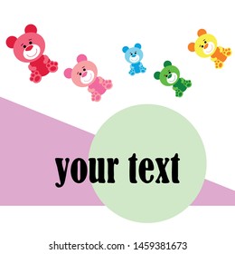 Color vector bear, baby picture, cartoon character, vector background.