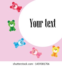Color vector bear, baby picture, cartoon character, vector background.