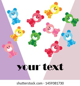 Color vector bear, baby picture, cartoon character, vector background.