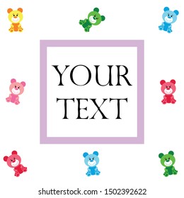 Color vector bear, baby picture, cartoon character, vector background.