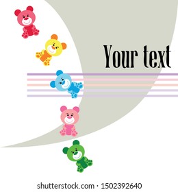 Color vector bear, baby picture, cartoon character, vector background.