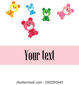 Color vector bear, baby picture, cartoon character, vector background.