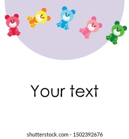 Color vector bear, baby picture, cartoon character, vector background.