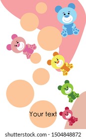Color vector bear, baby picture, cartoon character, vector background.