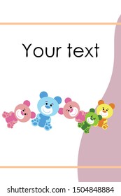 Color vector bear, baby picture, cartoon character, vector background.