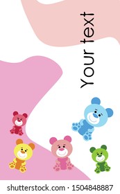 Color vector bear, baby picture, cartoon character, vector background.